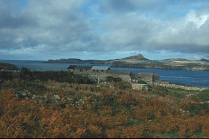 View of St Davids Head and Ramsey farm buildings from Ramsey Island.